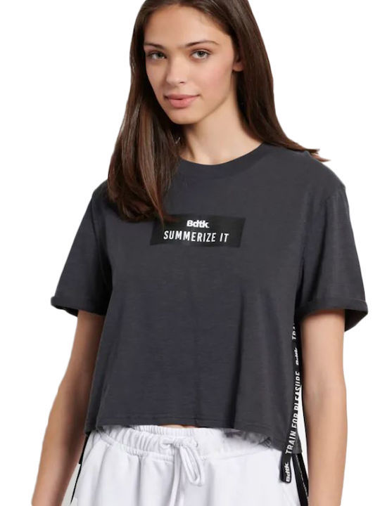 BodyTalk Γυναικεία BDTK cropped κοντομάνικη μπλούζα 1231-902728-00503 COAL - E