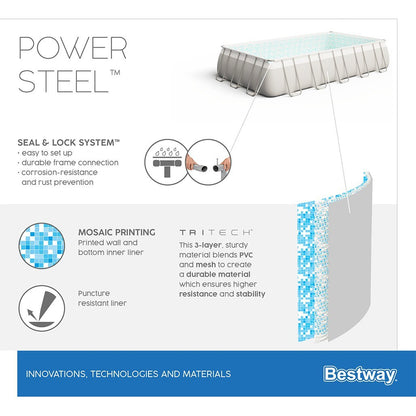 Best Way Πισίνα Οικογενειακή Με Ατσάλινο Σκελετό - Power Steel Pool 9.56x4.88x1.32m - 15534