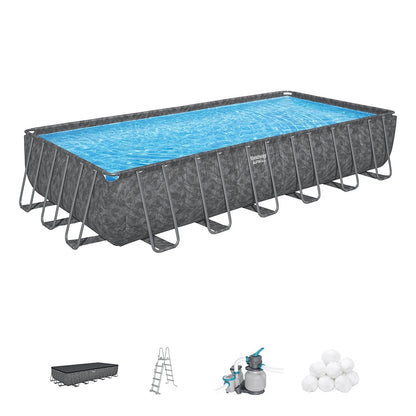 Bestway Πισίνα με ενισχυμένη κατασκευή - Apx 732X366X132CM Rectangular Pool Set - 15898 - Grey