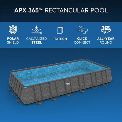 Bestway Πισίνα με ενισχυμένη κατασκευή - Apx 732X366X132CM Rectangular Pool Set - 15898 - Grey