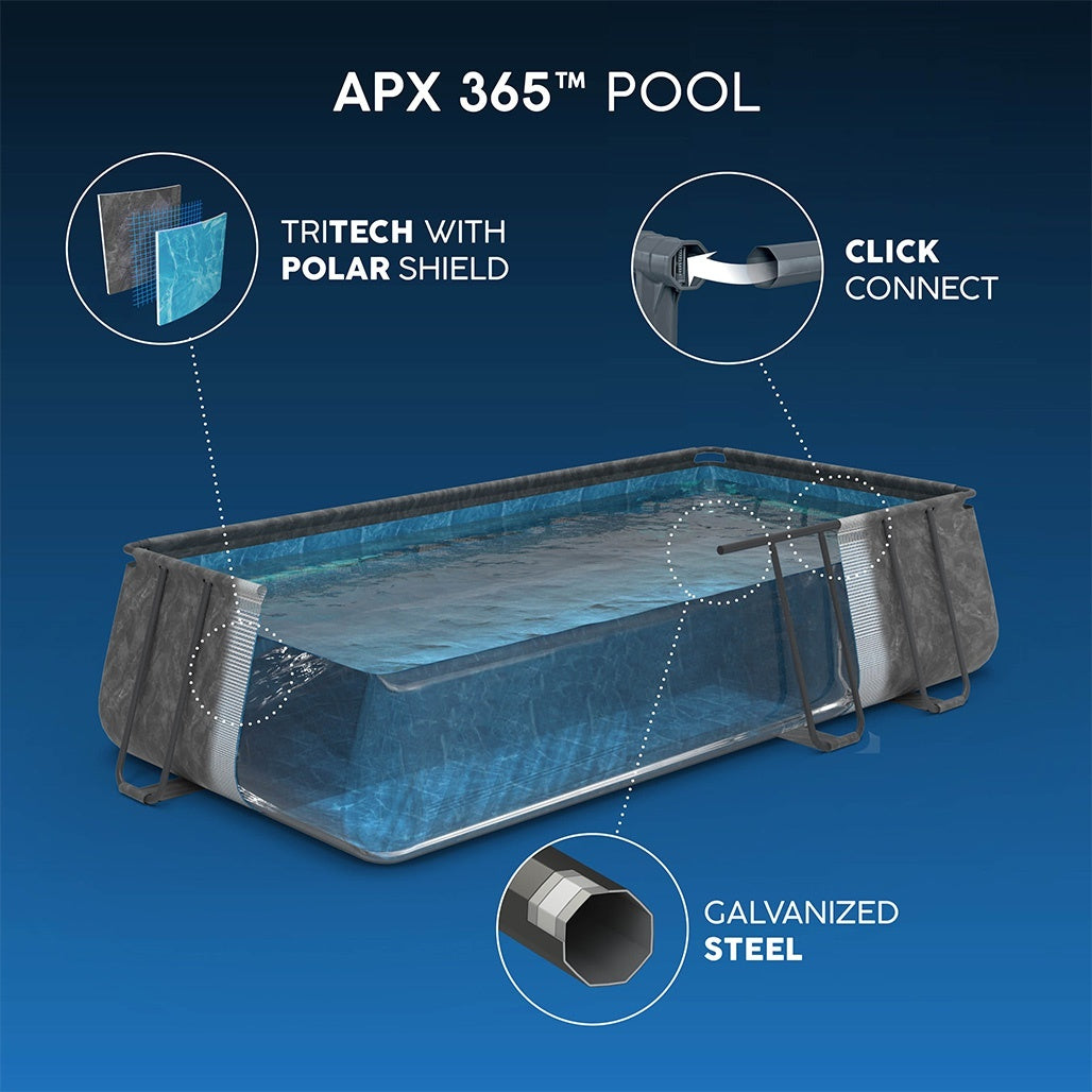 Bestway Πισίνα με ενισχυμένη κατασκευή - Apx 732X366X132CM Rectangular Pool Set - 15898 - Grey