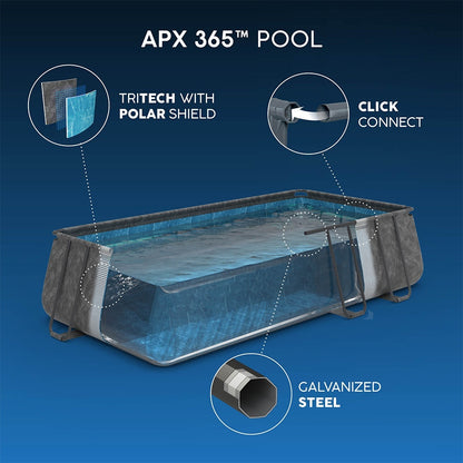 Bestway Πισίνα με ενισχυμένη κατασκευή - Apx 732X366X132CM Rectangular Pool Set - 15898 - Grey