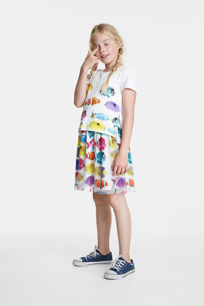Desigual Φόρεμα Γιά Κορίτσι Fishes and tulle skirt dress 20SGVK38_White