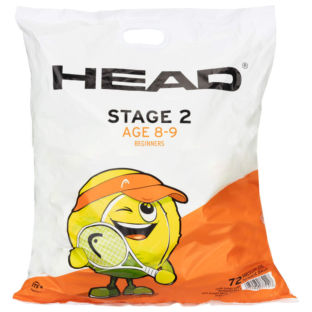 Head Μπαλάκια Tennis ( 8-9 ετών) - Stage 2 Orange 72 Ball Polybag - 3121915 - Yellow