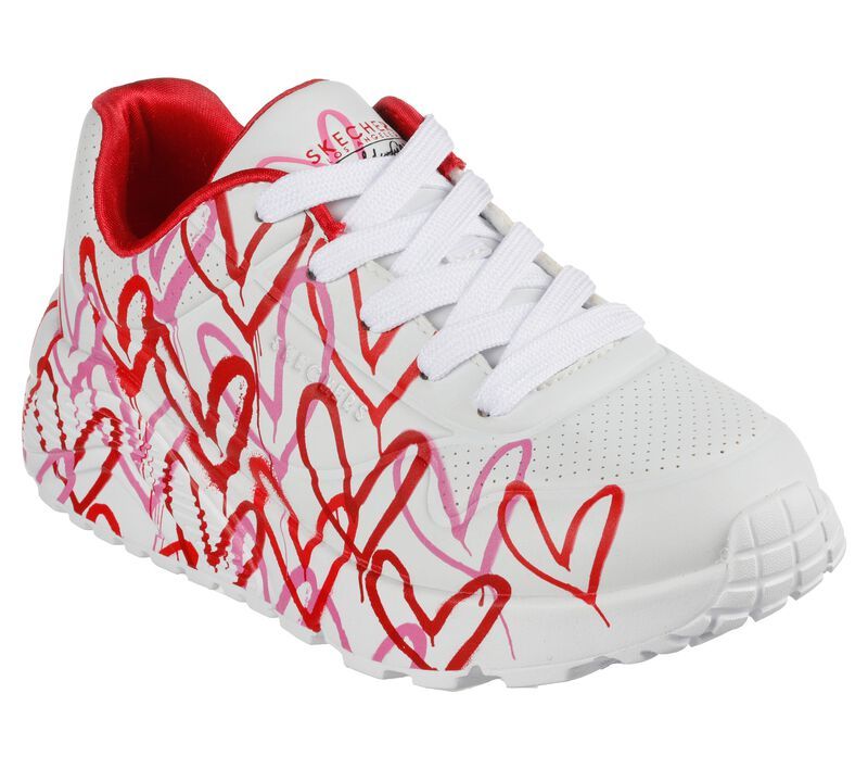 Skechers Παπούτσι Γιά Κορίτσι - Uno Lite - Spread the Joy 314065L-WRPK White / Red / Pink