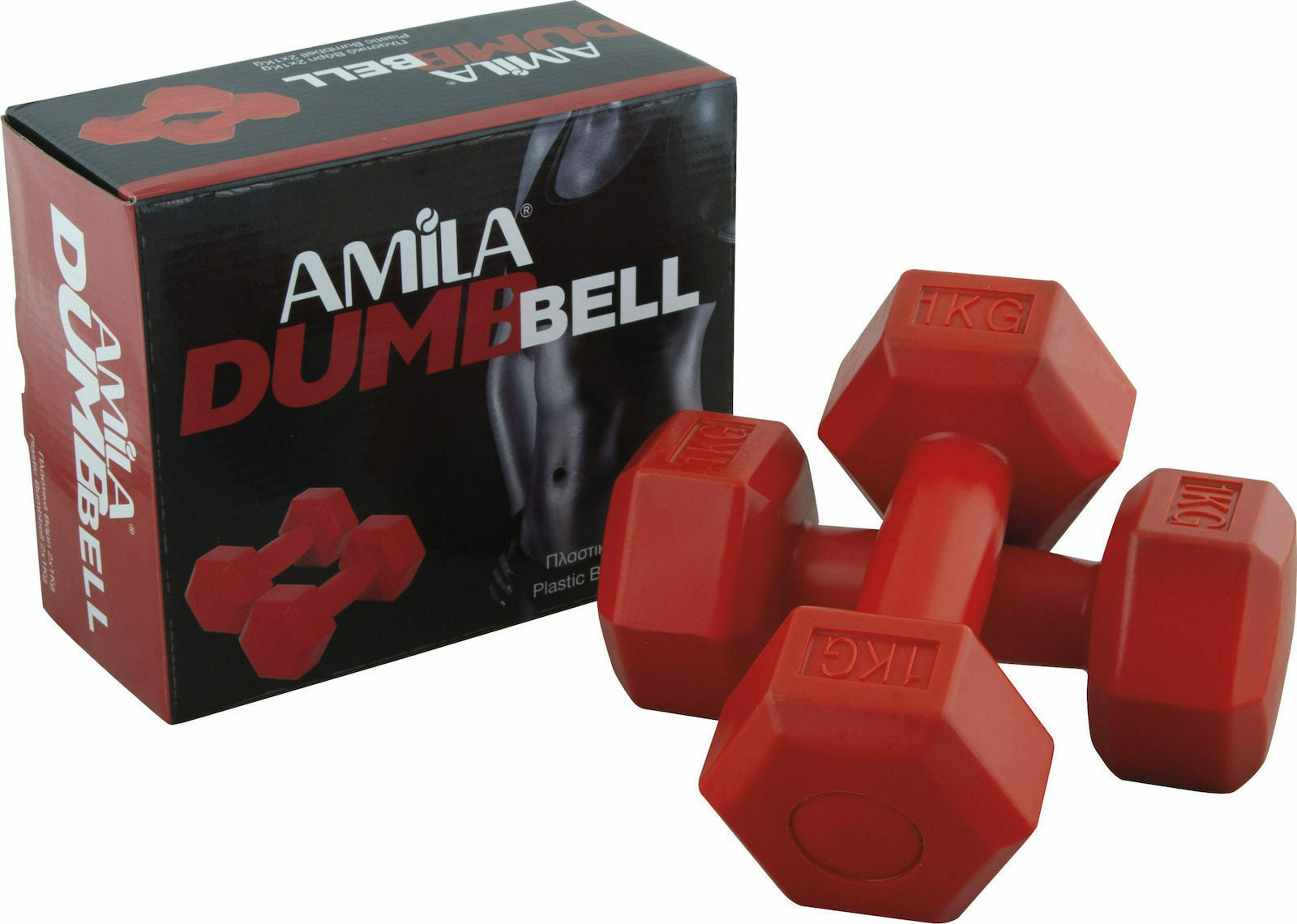 Amila Αλτήρας Εξάγωνος - Plastic Series 1kg (Ζευγάρι) - Red - 44530