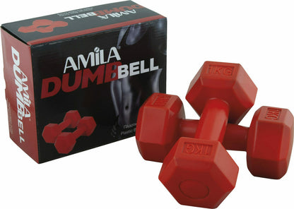 Amila Αλτήρας Εξάγωνος - Plastic Series 1kg (Ζευγάρι) - Red - 44530