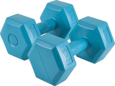Amila Αλτήρας Εξάγωνος Plastic Series 3Kg Ζεύγος - 44534-Blue