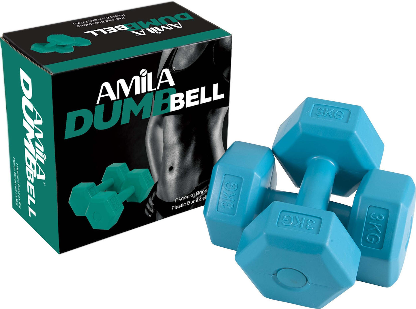 Amila Αλτήρας Εξάγωνος Plastic Series 3Kg Ζεύγος - 44534-Blue