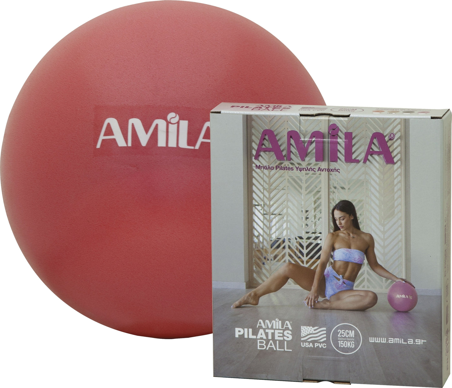 Amila Μπάλα Pilates 25cm, Κόκκινη, σε κουτί - 48401