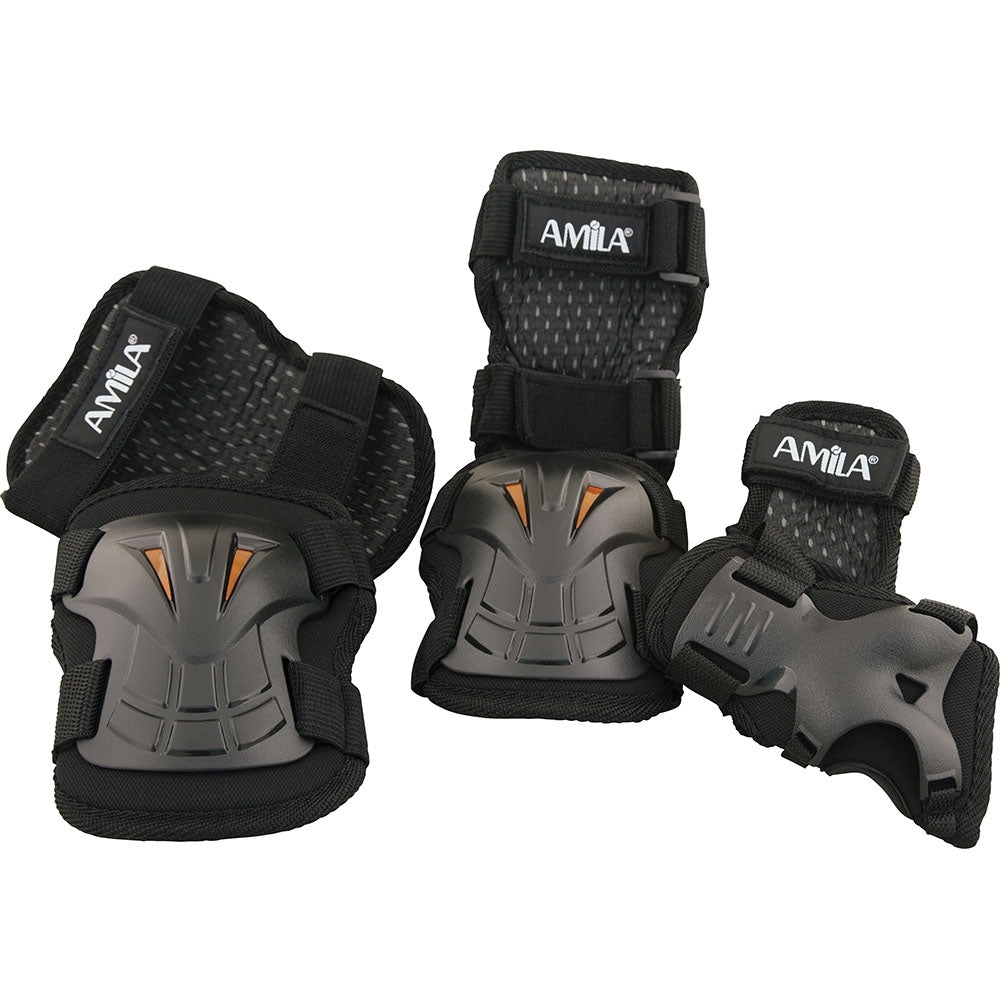 Amila Σετ Προστατευτικά για Rollers & Ποδήλατο - Size L - Black - 49038