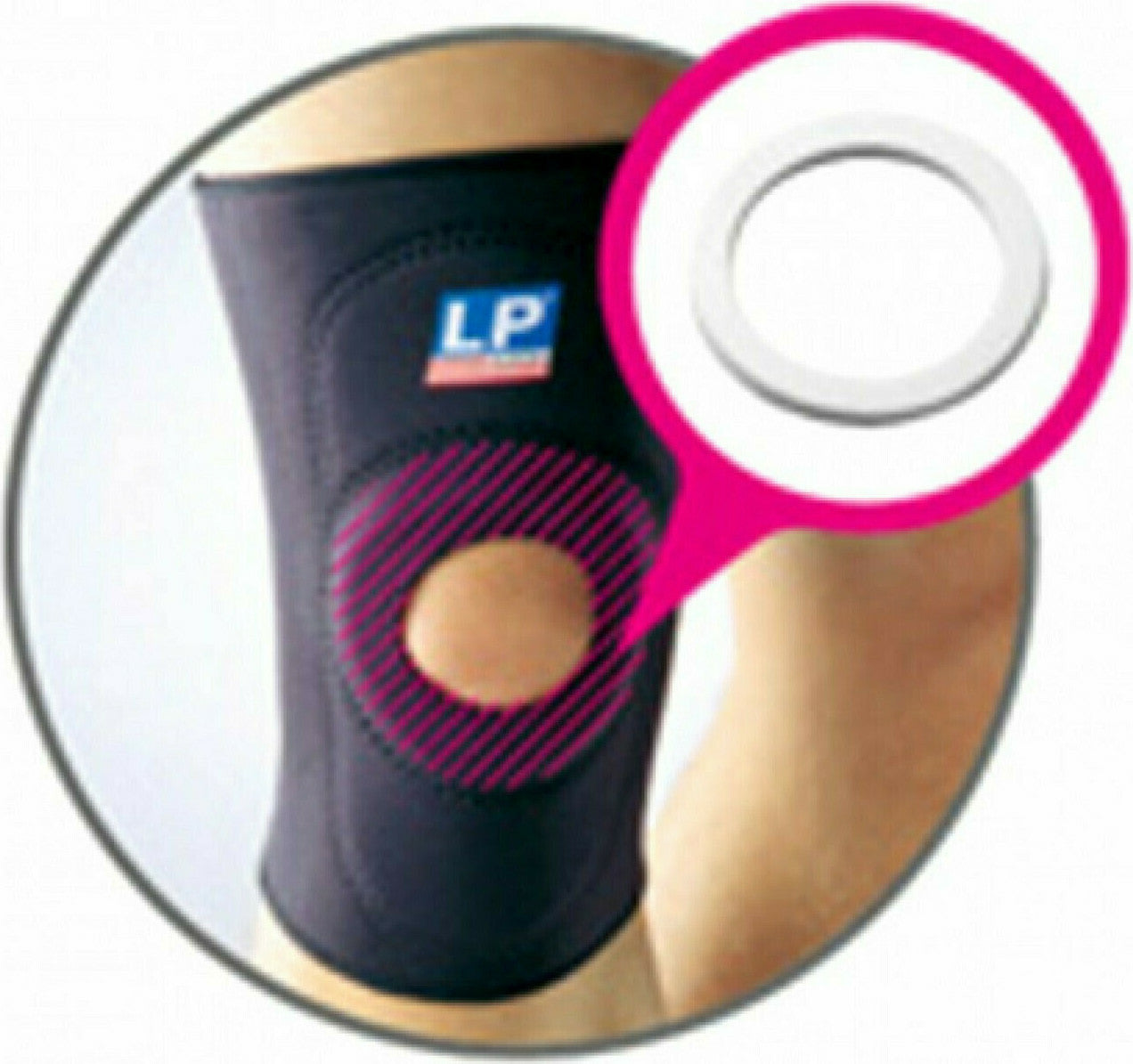 LP Support - Επιγονατίδα ελαστική με άνοιγμα STANDARD KNEE SupportOPEN PATELLA - 708-BK - Black