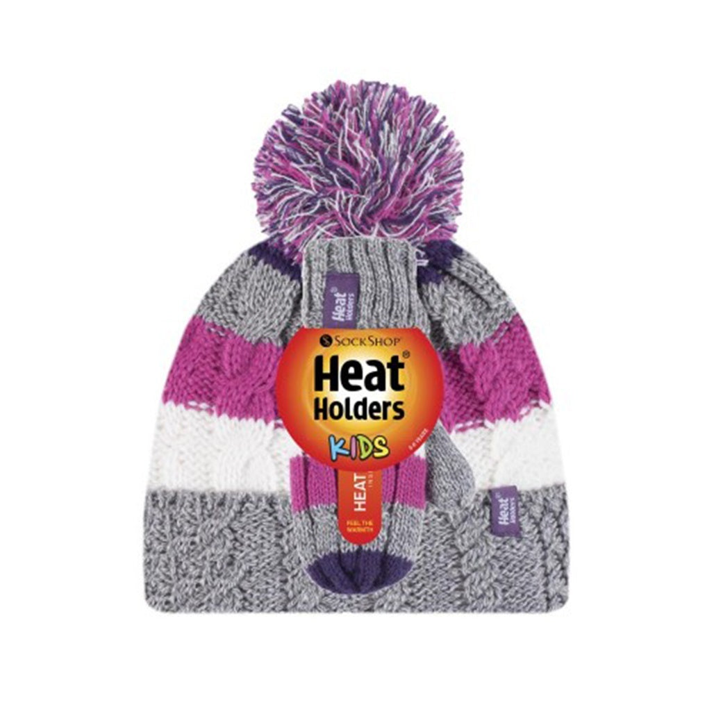 Heat Holders Σετ Παιδικό Σκουφάκι με Γάντια Πλεκτό για Κορίτσι - Grey - 80050