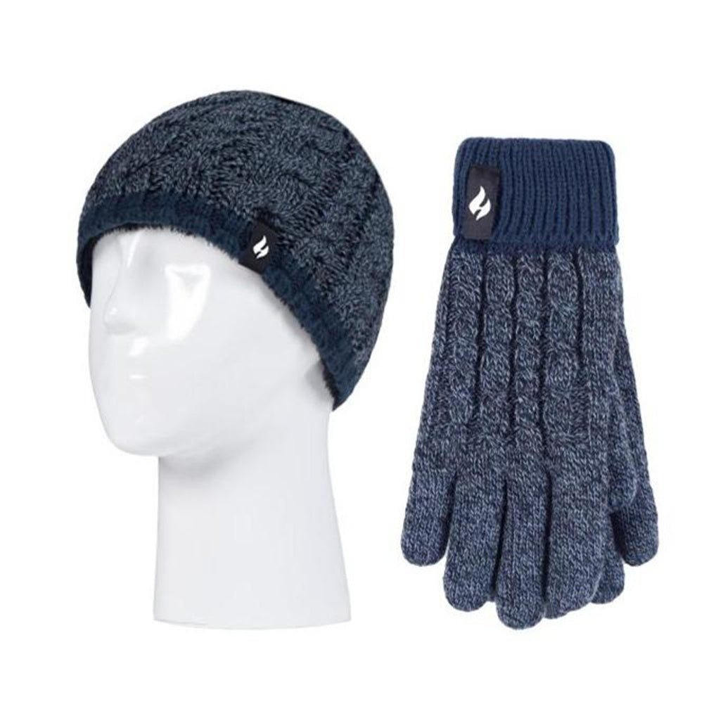 Heat Holders Σετ Παιδικό Σκουφάκι με Γάντια Πλεκτό - Denim - 80076-2810