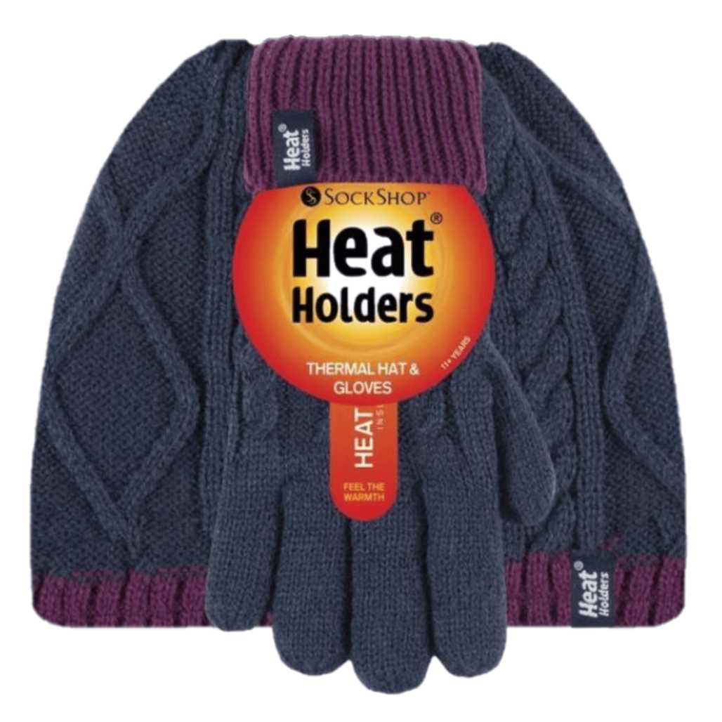 Heat Holders Σετ Παιδικό Σκουφάκι με Γάντια Πλεκτό για Κορίτσι - 80079-2889 - Navy