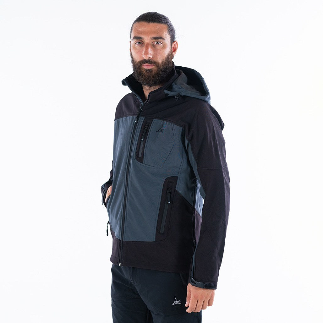 Apu Ανδρικό Αδιάβροχο Αντιανεμικό Μπουφάν - Softshell Jacket Hima-a-laya II - 80535 - Grey Black