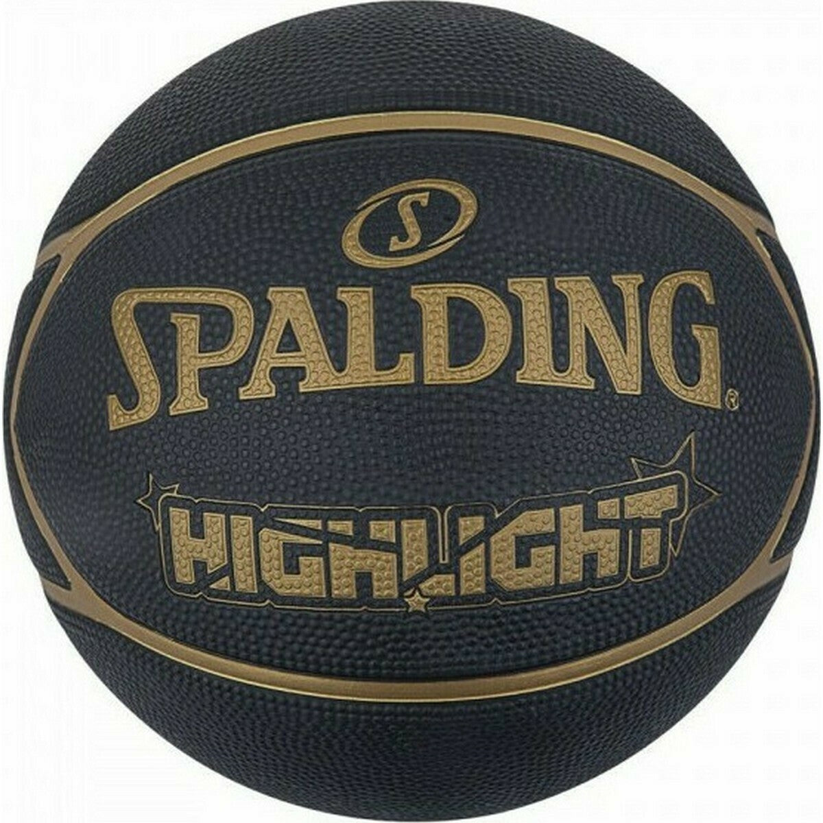 Spalding Μπάλα Μπάσκετ Highlight Black/Gold Size 7 - Rubber Basketball Outdoor