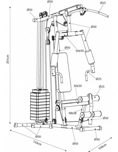 Amila - Πολυόργανο Γυμναστικής με Βάρη 44.45kg HG187F - 91203