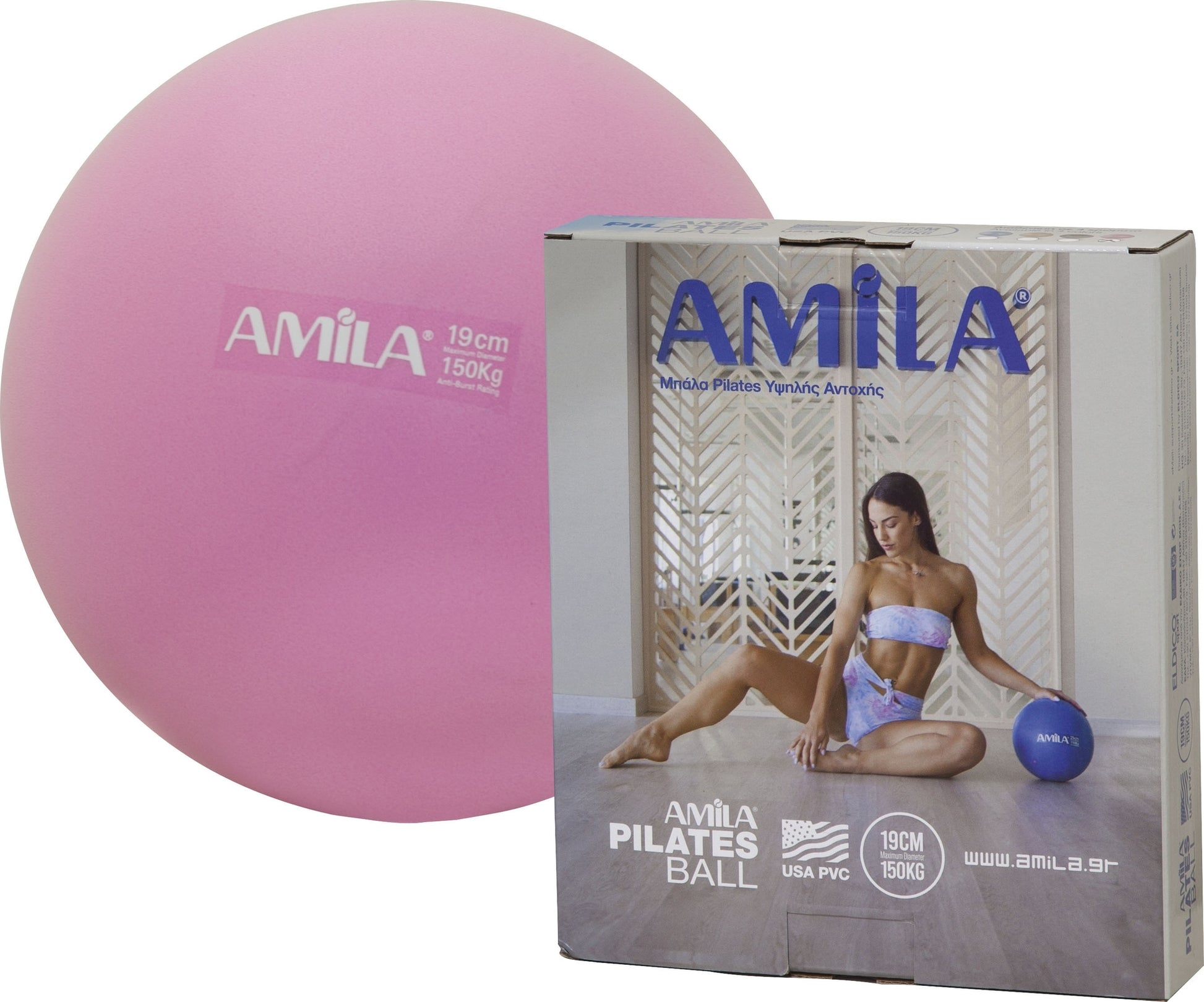 Amila Μπάλα Pilates 19cm, Ρόζ, σε κουτί - 95803