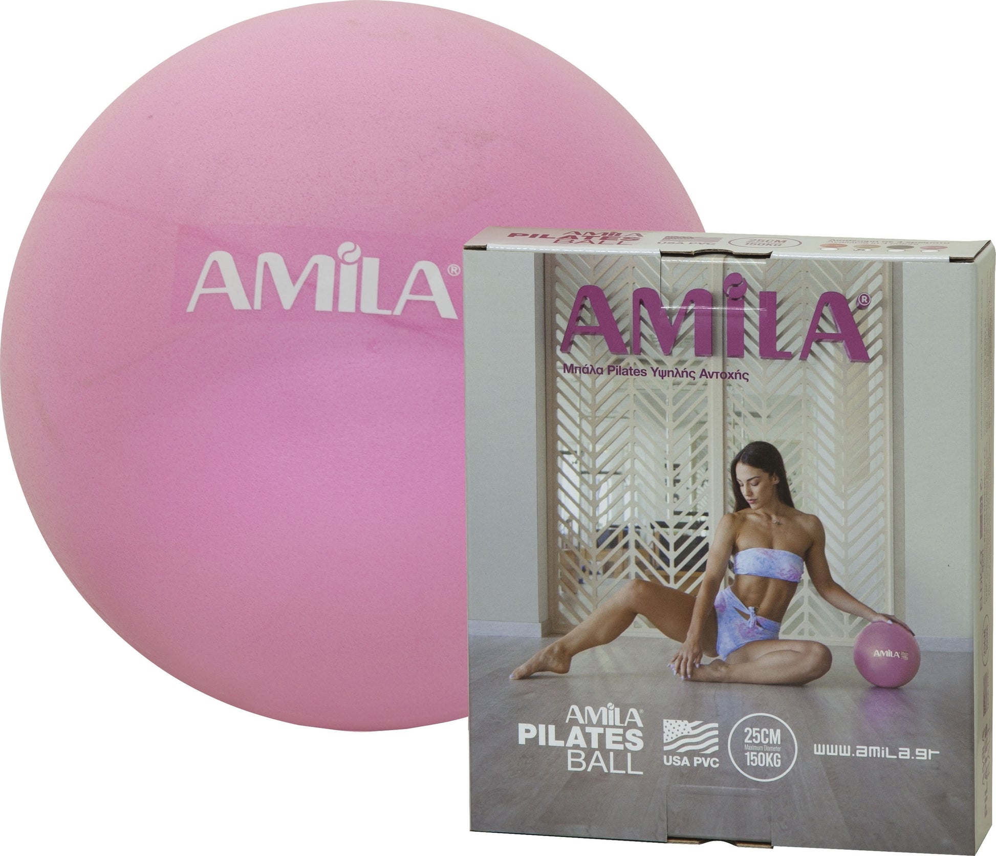 Amila Μπάλα Pilates 25cm, Ρόζ, σε κουτί - 95817