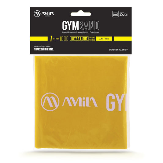 Amila Λάστιχο Αντίστασης - GymBand 2,5m Ultra Light - Yellow - 48185