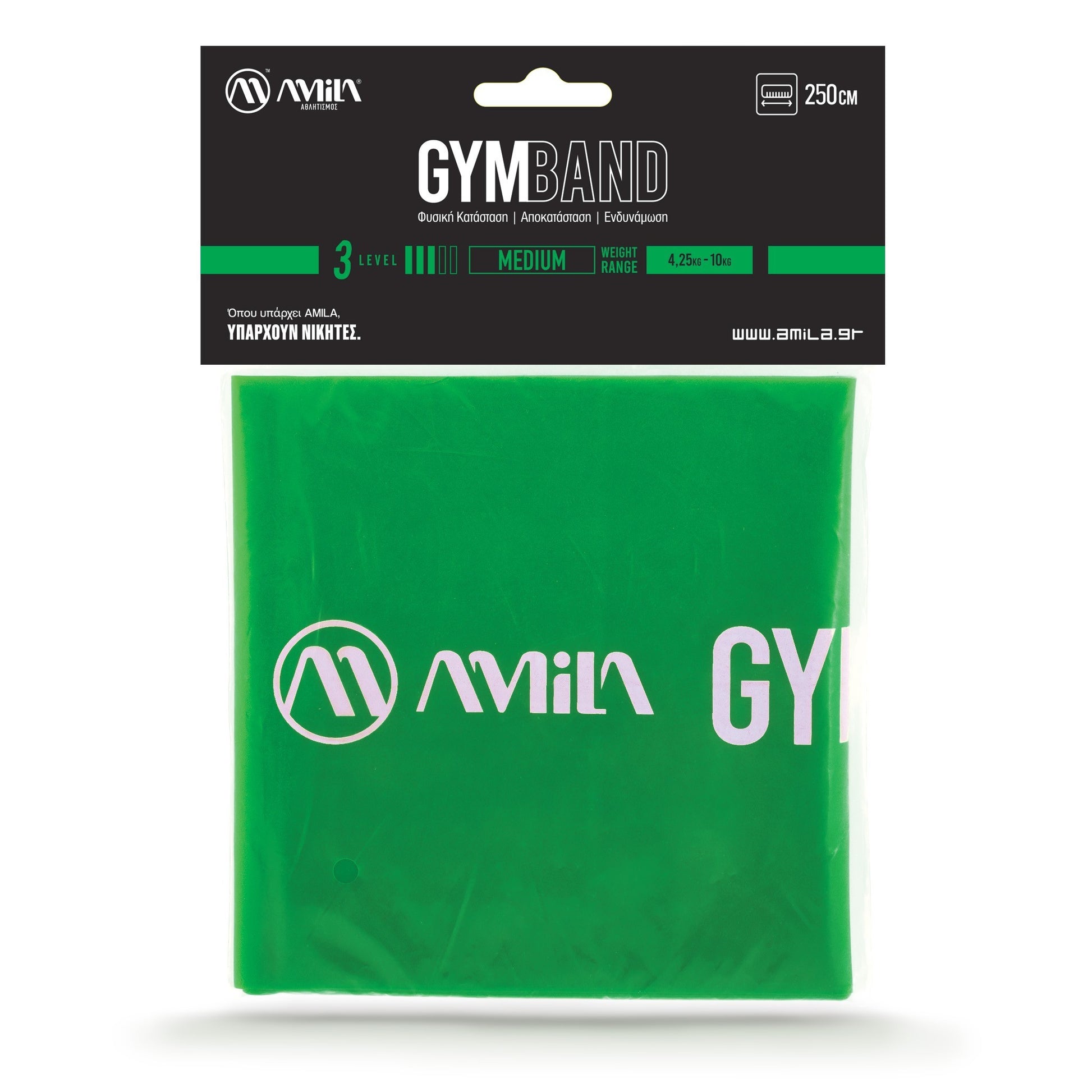 Amila Λάστιχο Αντίστασης - GymBand 2,5cm Medium - Green - 48187