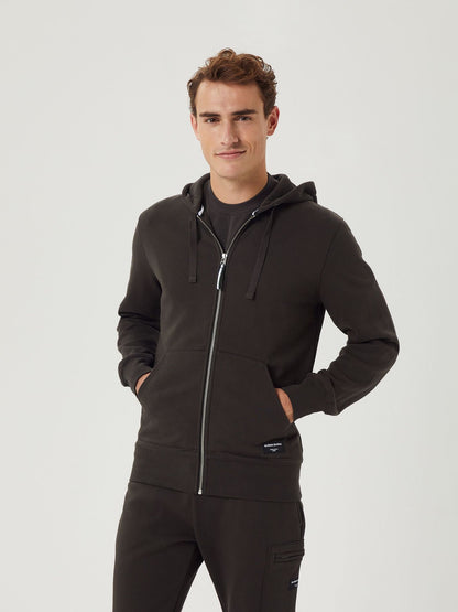 Bjorn Borg Ανδρική Ζακέτα Με Κουκούλα - Centre Zip Hoodie - Peat