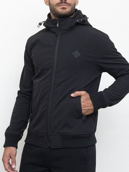 Russell Athletic Ανδρικό Μπουφάν - Zip Through Hoody Softshell Jacket - A3-722-2-099 - Black