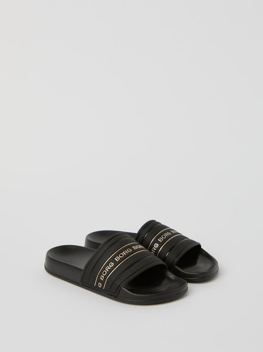 Bjorn Borg Γυναικεία Παντόφλα - Harper Stk Met Slides - BJ199028AW-BKRG - Black/Rose