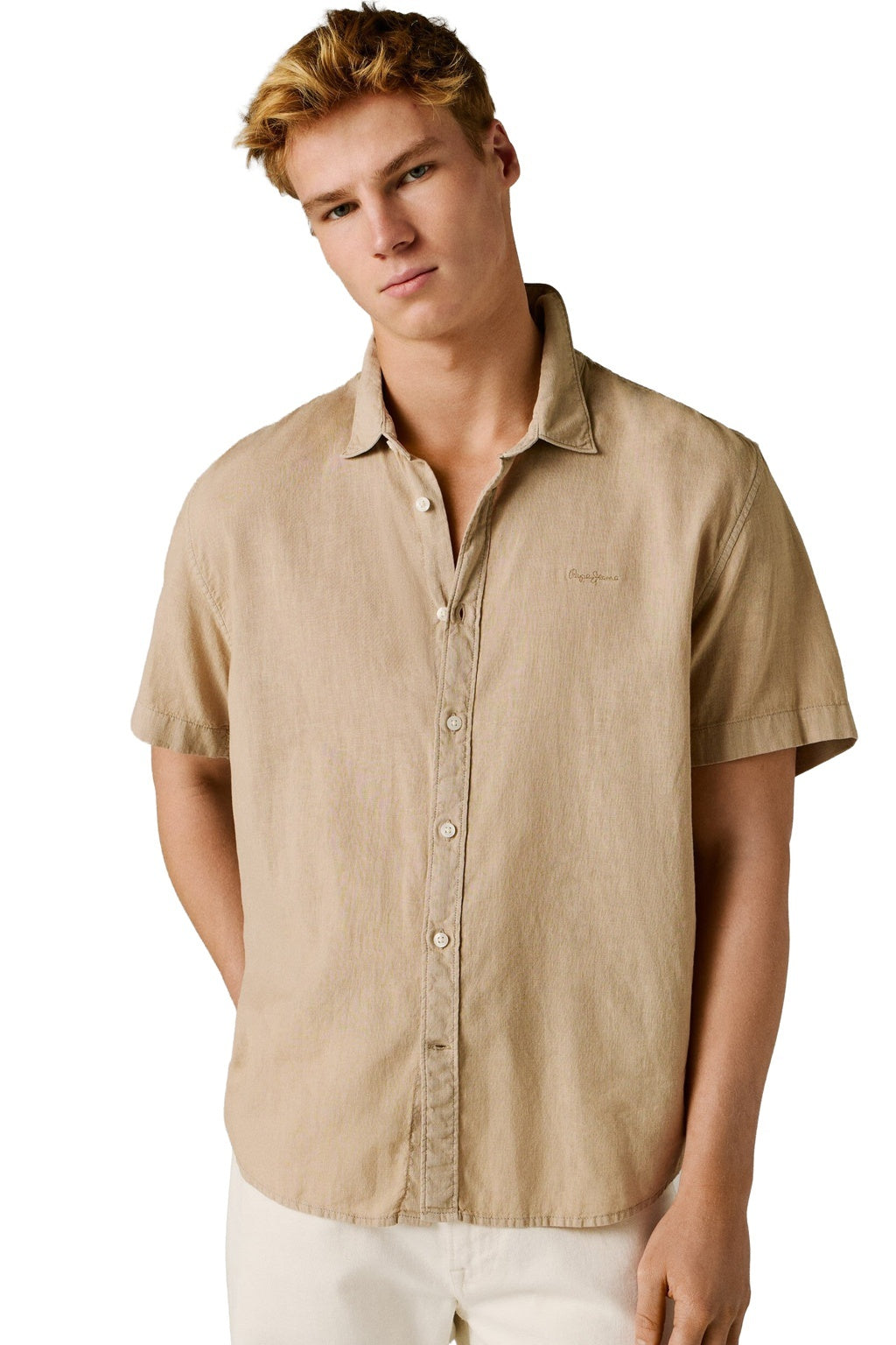 Pepe Jeans Ανδρικό Κοντομάνικο Πουκάμισο - Percy - PM3091193-845 - Malt Beige