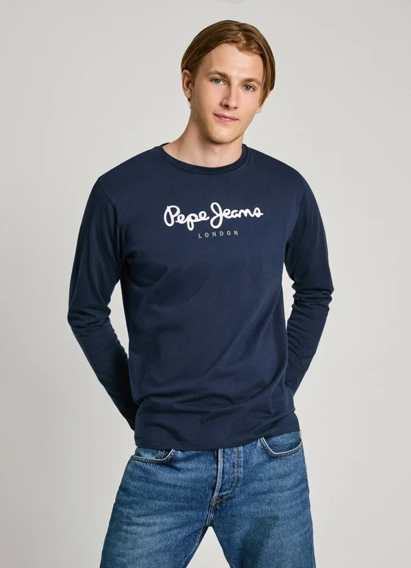 Pepe Jeans - Ανδρικό T-Shirt Μακρυμάνικο - Regular Fit Long - Sleeve T-Shirt - PM508209-595 Navy