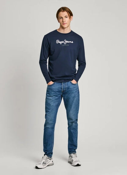 Pepe Jeans - Ανδρικό T-Shirt Μακρυμάνικο - Regular Fit Long - Sleeve T-Shirt - PM508209-595 Navy