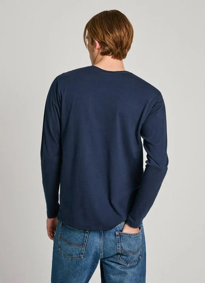 Pepe Jeans - Ανδρικό T-Shirt Μακρυμάνικο - Regular Fit Long - Sleeve T-Shirt - PM508209-595 Navy