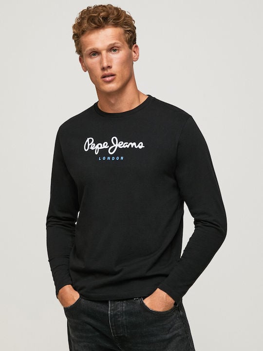 Pepe Jeans - Ανδρικό T-Shirt Μακρυμάνικο - Regular Fit Long - Sleeve T-Shirt - PM508209-999 Black
