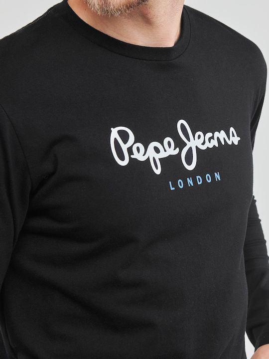 Pepe Jeans - Ανδρικό T-Shirt Μακρυμάνικο - Regular Fit Long - Sleeve T-Shirt - PM508209-999 Black