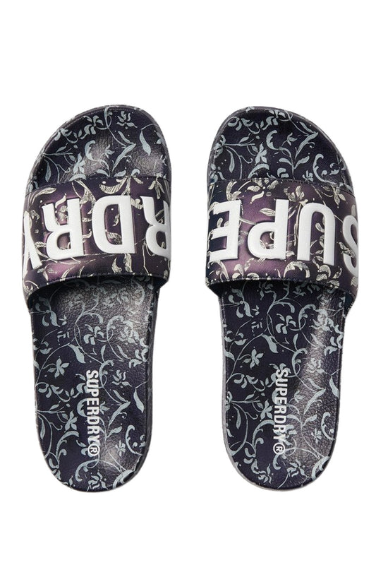 Superdry Γυναικείες Παντόφλες - Printed Aop Pool Slide - WF310248A-J5S - Gardenia Sketch Navy
