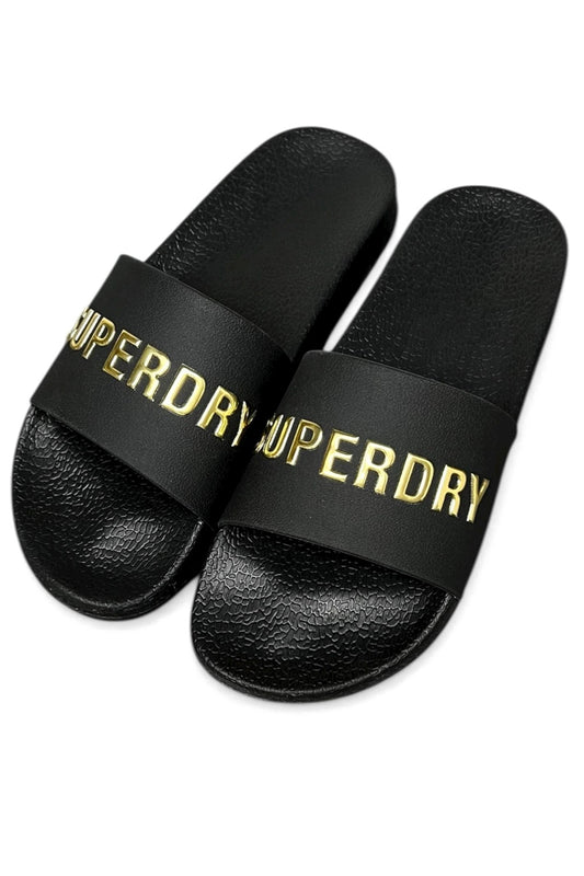 Superdry Γυναικείες Παντόφλες - Metallic Pool - WF310257A-18A - Black/Gold