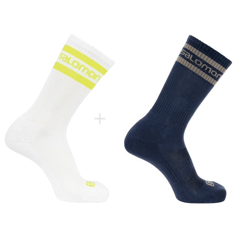 Salomon Κάλτσες Δύο Ζεύγη Unisex - LIFESTYLE 365 CREW 2-PACK - C18169 - NEON YELLOW DARK DENIM ROAST